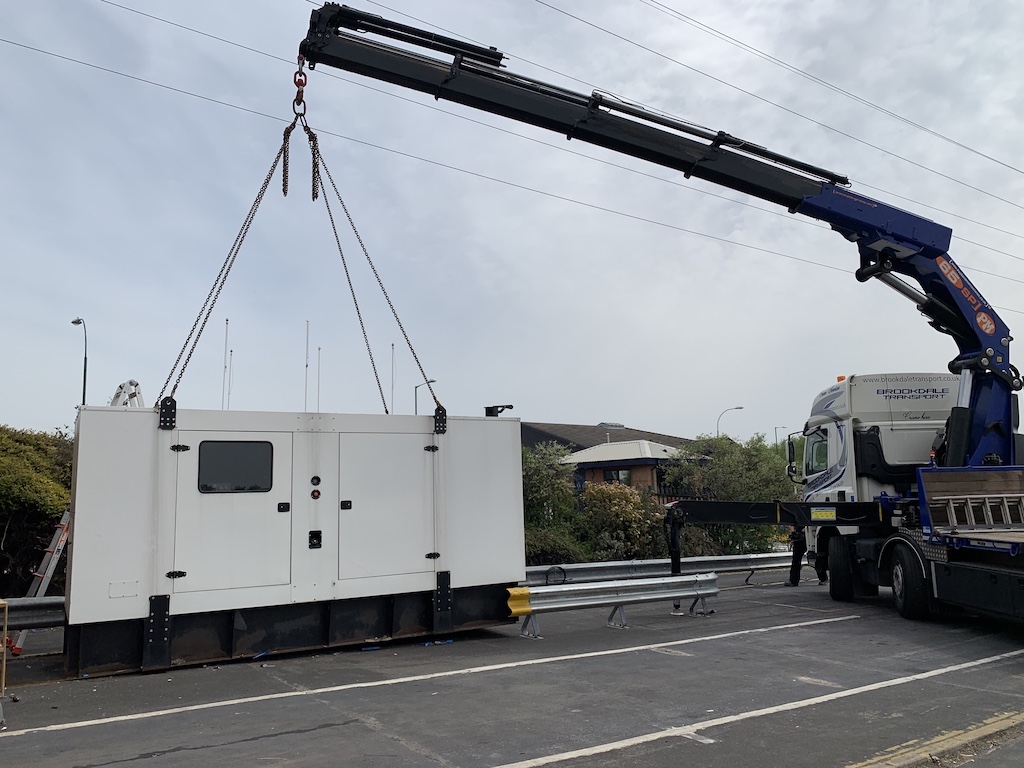 Removal of diesel generator set from a site in Nottingham